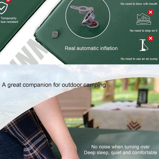 Slaapmat - Kampeer mat - Outdoor slapen - Automatisch opblazend - Lichtgewicht - Zwart — afbeelding 5