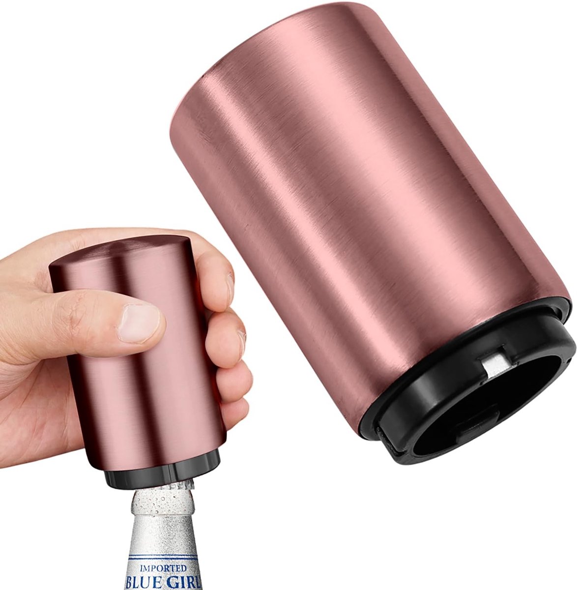 Dailygoods- Automatische Flesopener - Roestvrij Staal - Bieropener - Wijnopener - Kroonkurkopener - Hoogwaardig Design - Compact formaat - Flessenopener