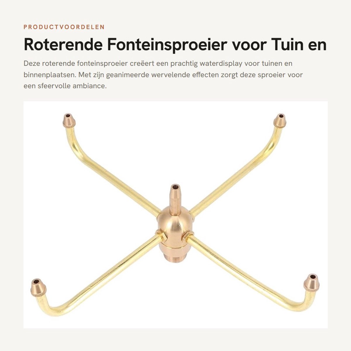 Dailygoods- Fonteinsproeier Roterend - Geanimeerde Wervelende Sproeier - Voor Hotelfonteinen - Familiebinnenplaatsen - G1/2 Buitendraad - Hoogwaardig Messing - Fonteindouche