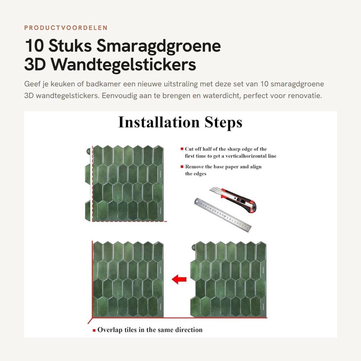 Dailygoods- Tegelstickers 3D Waterdicht - Zelfklevende Wandtegelstickers - Spatwand Keuken/Badkamer - Renovatie Tegeloppervlak - Lichtreflecterend Effect - Eenvoudig te Verwijderen - Wanddecoratie