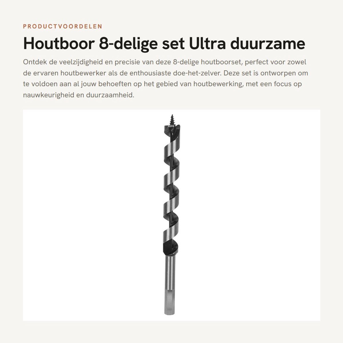 Dailygoods - Houtboor - 8-delige set - Ultra duurzame koolstofstaal - 26 x 20 x 5 cm - Precisie en gebruiksvriendelijk - Geschikt voor houtbewerking -...