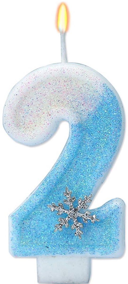 Dailygoods- Verjaardagskaarsen 3D blauw/wit - Cijferkaars - Verjaardagsdecoraties - Feestaccessoires - Was - 9 cm lang, 4 cm breed - Taartkaars