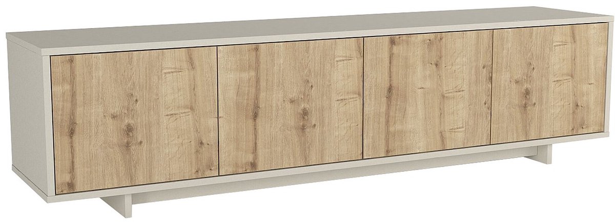 Vente-unique Tv-meubel met 4 deuren - Licht naturel en Beige - ZEFYNA Beige, Natuurlijk licht