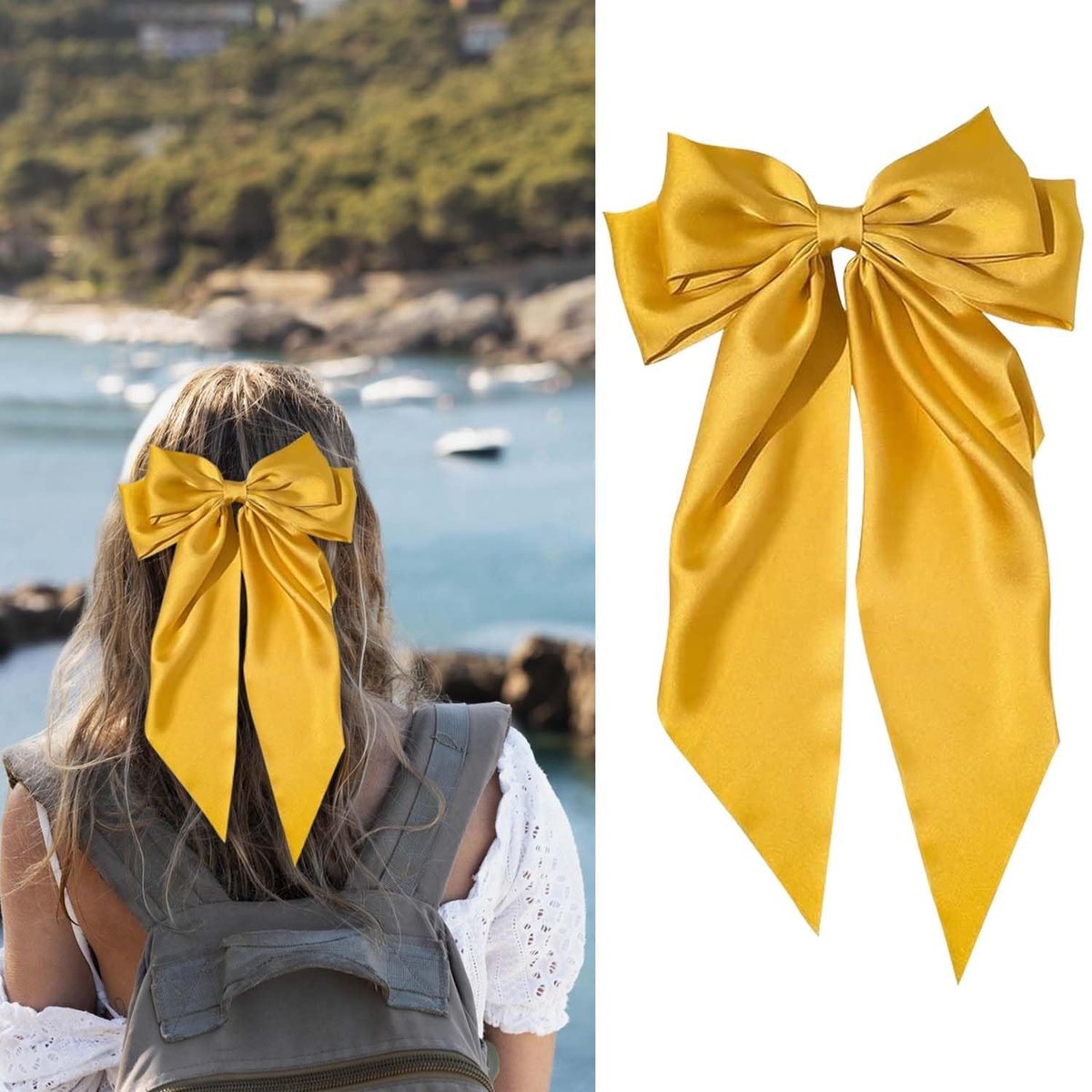 Dailygoods- Haarstrik Grote Strik Haarclip - Satijnen Linten - Haarklemmen voor Dik/Dun Haar - Retro Haaraccessoire - Perfect voor Feest en Dagelijks Gebruik - Haarklem
