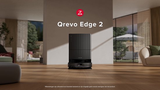 Roborock Qrevo Edge 2 Set-robotstofzuiger met dweilfunctie-25.000 Pa-7,98 cm ultraslank-12 mm dweilheffing-80°C warmwatermopwas& zelfreinigend station-FlexiArm-RetractSense navigatie-dubbel anti-klitssysteem-reactieve AI & Roborock app-bediening