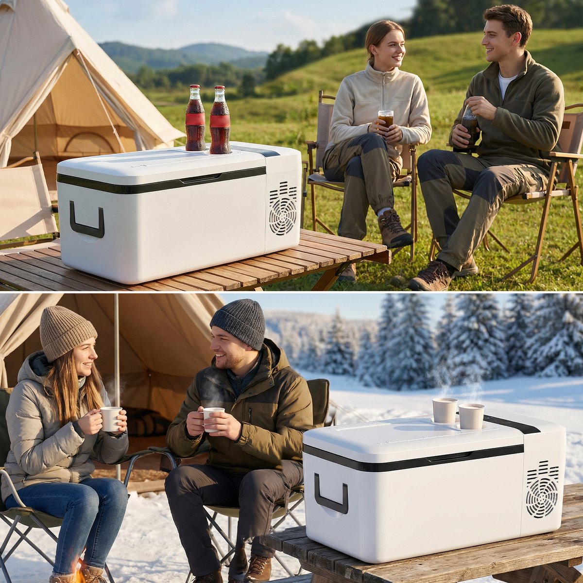 Puluomis Compressor Koelbox Elektrisch 12V en 230 volt - Camping Koelkast - Auto - Koeling en verwarming - 16L - Frigobox - Wit – foto 5