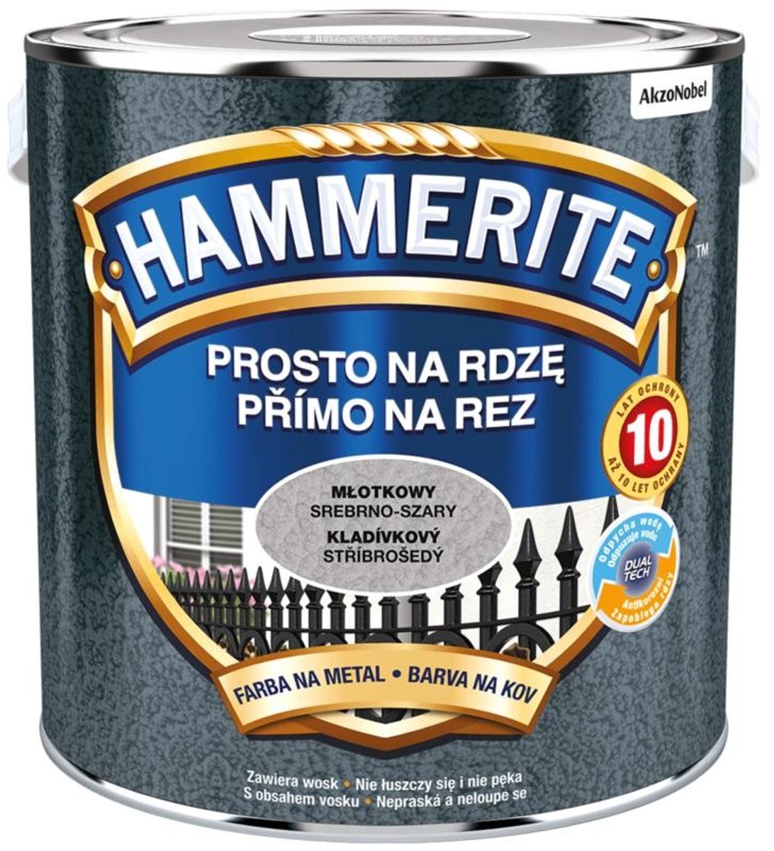 Hammerite Direct op roest hamer 2,5l, Zilvergrijs