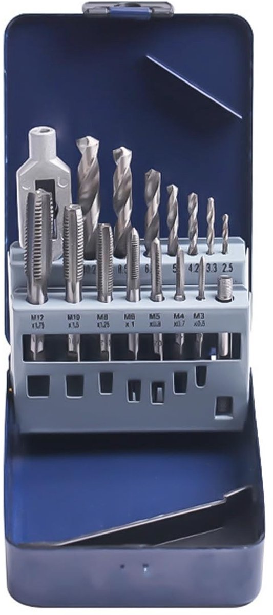 Dailygoods - 15-delige Metrische Draadtapset M3 - M12 met Boren