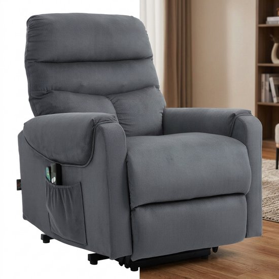 ViaEcom Elektrische Relaxfauteuil Donkergrijs met Armleuning - ViaEcom - €431,95
