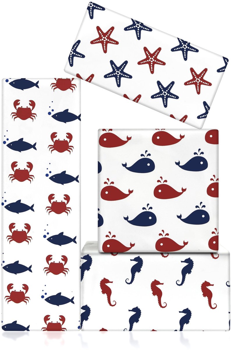 Dailygoods- Inpakpapier Oceaan Thema - Verjaardagscadeau - 8 Vellen - 51 x 74 cm - Zee-inpakpapier - Creatief Ontwerp - Blijvende Indruk - Cadeaupapier