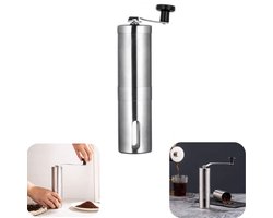 Molen - Koffiebonenmolen - Tabletmolen - Vitaminenvermaler - Handmatig - Metalen molen - Instelbare maalgraad - Afneembare handgreep - Huishoudaccessoire - Geschikt voor koffiebonen, tabletten, vitaminen (zilver, 18*4,6 cm)