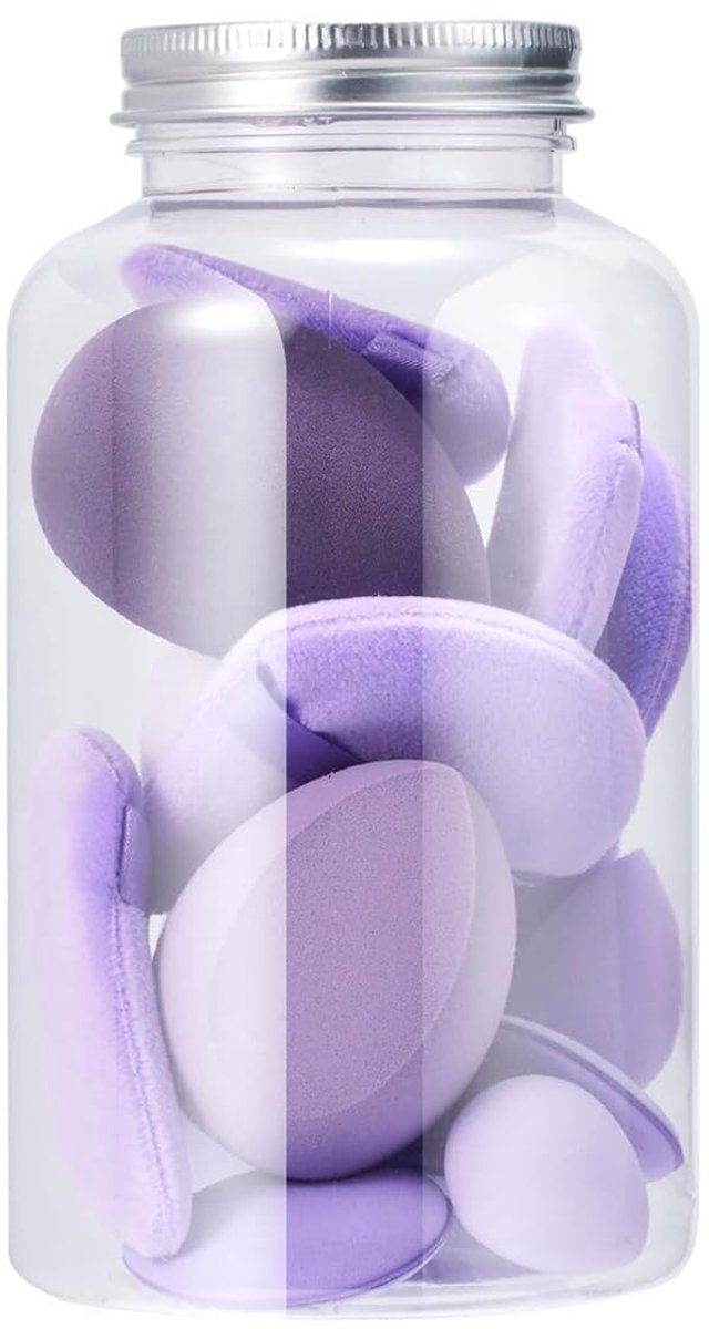 15PCS make-up Sponge Beauty Blenders voor vloeibaar funderingspoeder Zonnebrandcrème en crème, herbruikbare poederrookwolken Nat droog tweeërlei gebruik (paars)