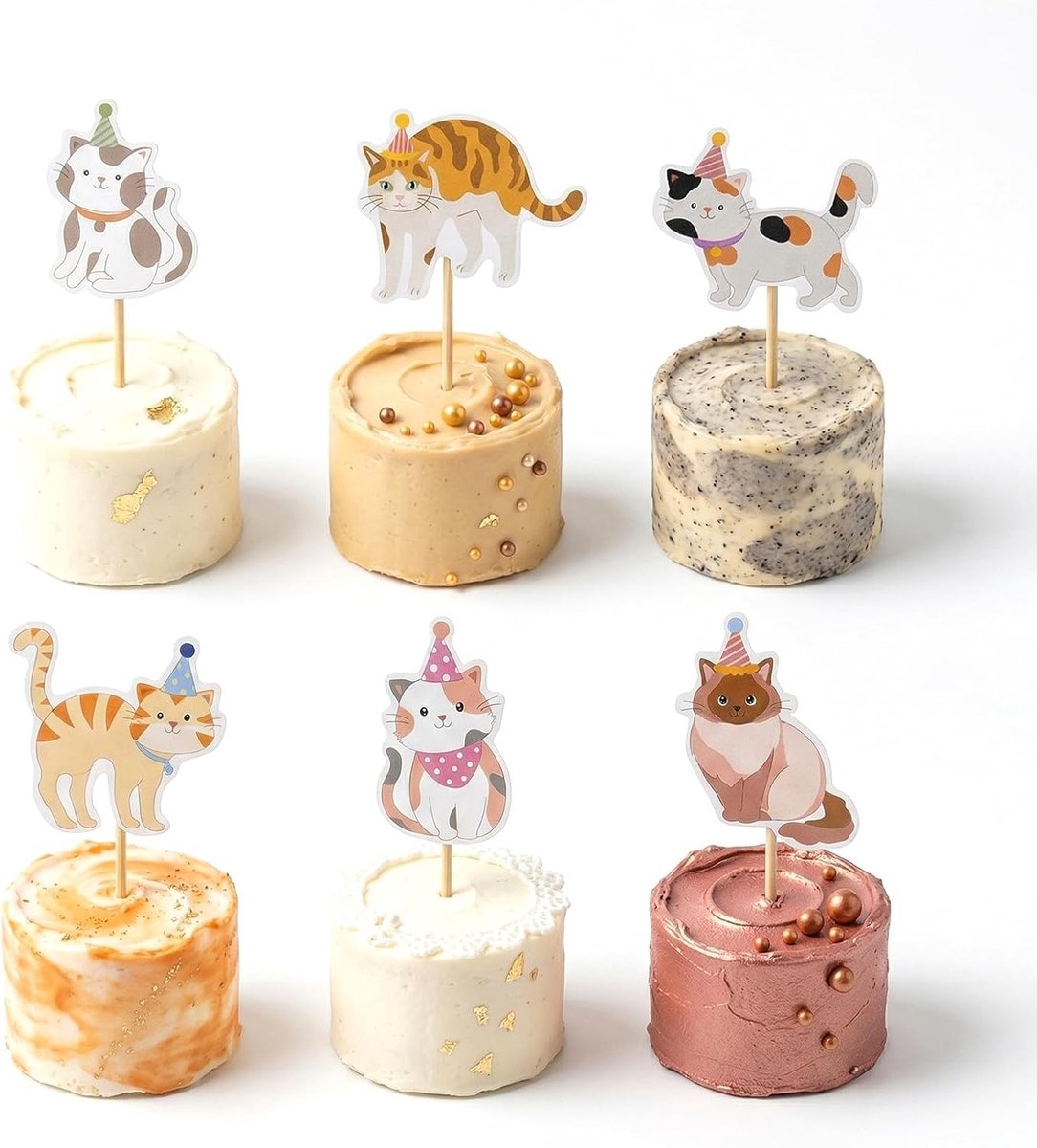 Kattenkop cupcake-toppers, 36 stuks papieren decoraties voor verjaardagen, feestjes en bakprojecten, veilig voor levensmiddelen