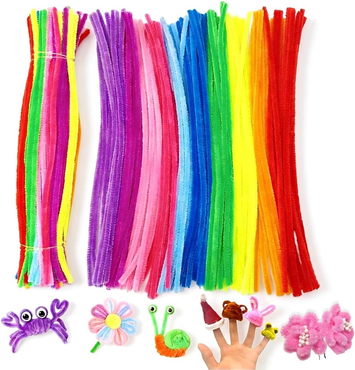 Kleurige pijpenragers 30 cm, 6 mm - 100 stuks voor creatieve knutselprojecten, bloemendecoraties en kinderen