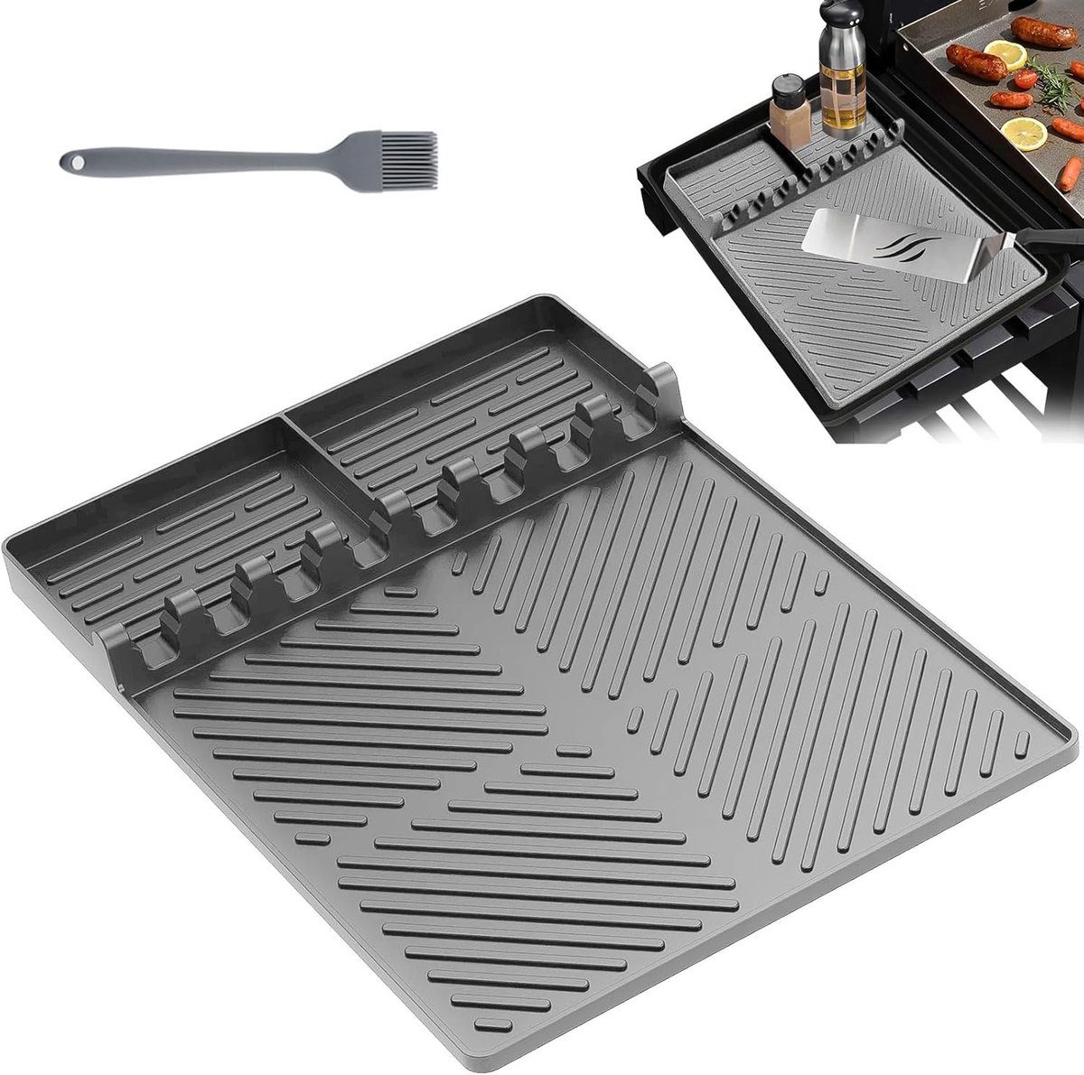 Grillmat van siliconen voor gasgrill, antislip BBQ-accessoires, ideaal voor zijtafels en k
