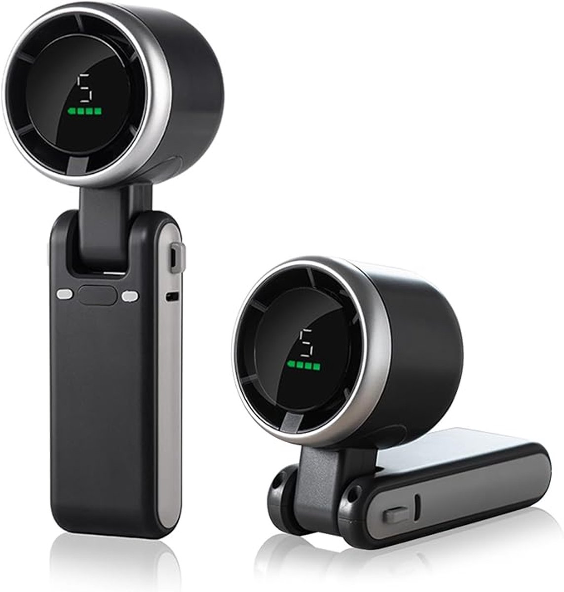 Draagbare mini-turboventilator met led-display, 180° inklapbare 3-in-1 persoonlijke ventilator met 5 snelheden voor op reis, buiten en thuis (zwart)