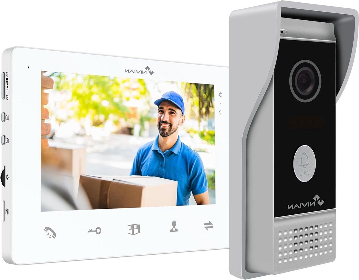 Video Intercom Systeem - Buiten Deur Camera - Toegang Controleren - 2-Draads Installatie - 7 Inch Monitor - Antraciet