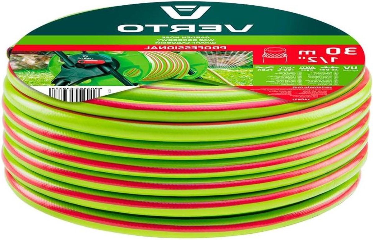 Professionele tuinslang - Flexibele waterslang - Tuin bewateren - UV-bestendig anti-algen - 30 meter - Groen en roze