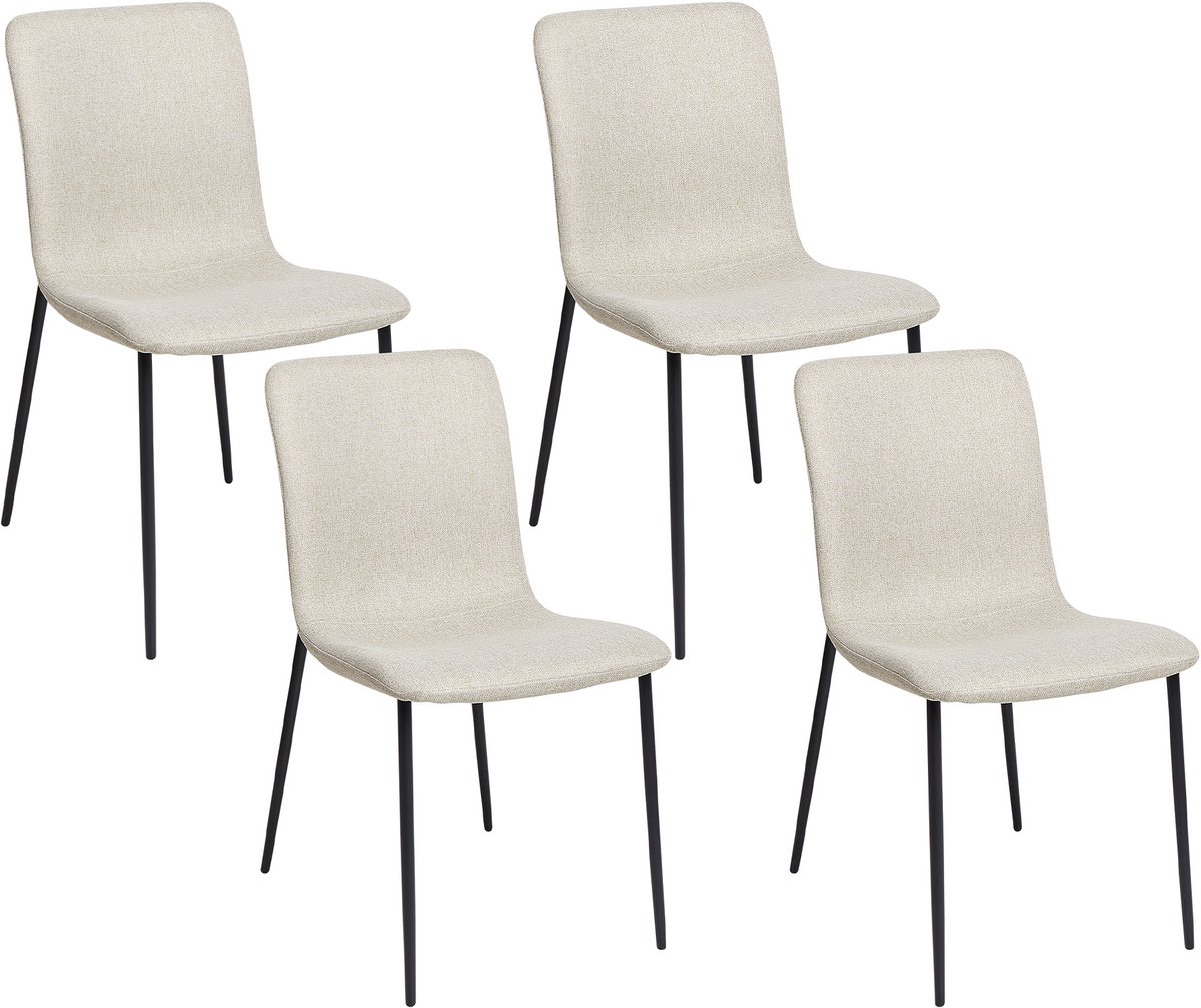 GLENDIVE - Eetkamerstoel set van 4 - Lichtbeige - Polyester