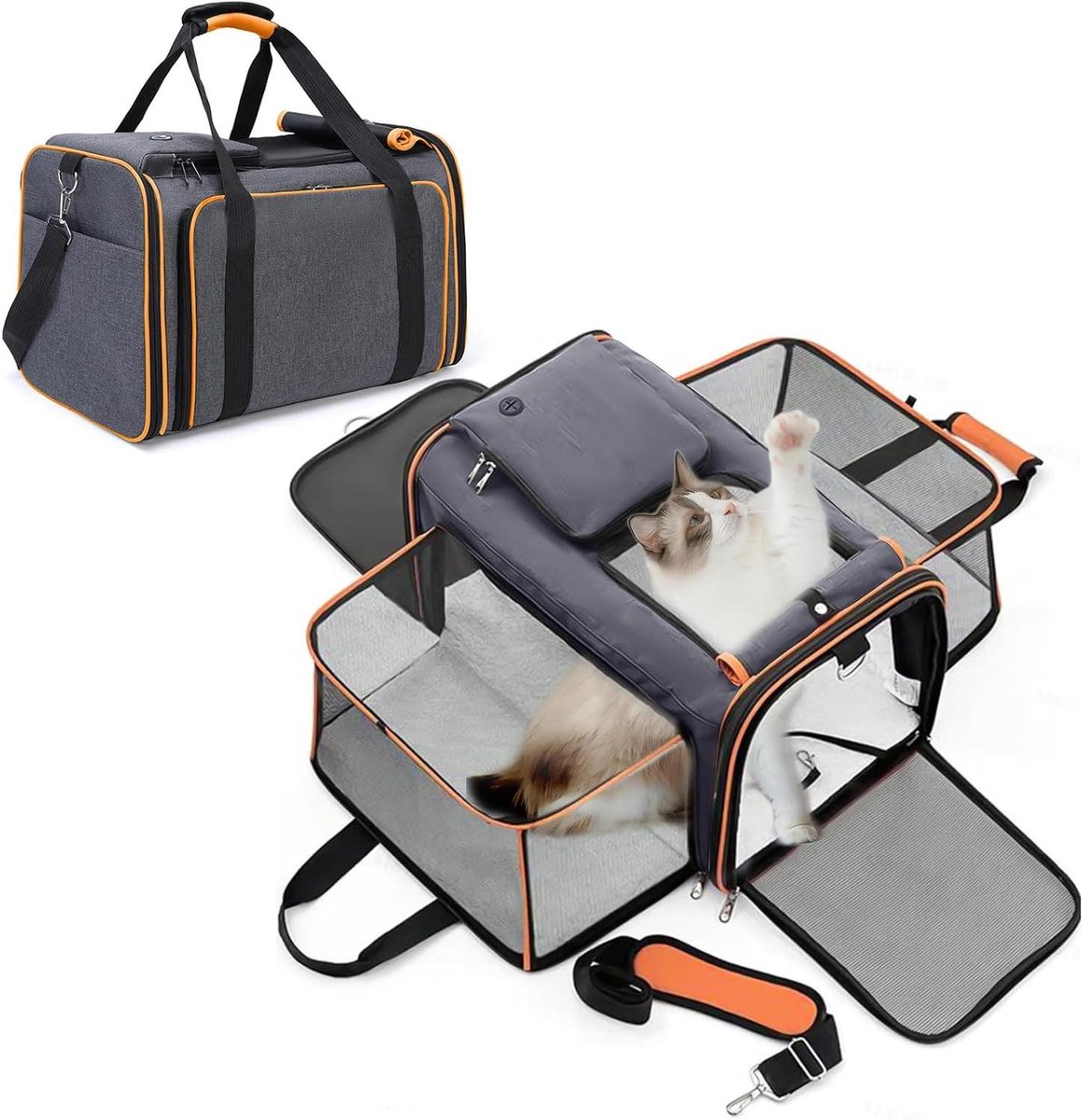 Draagtas Huisdieren - Reisbox Kat Hond - Comfortabel Reizen - Uitbreidbaar Ontwerp - 48 x 30 x 31 cm