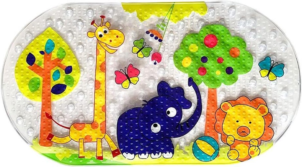 Badmat voor baby's - Antislip douchemat - Veilig douchen - Met zuignappen - 39 x 69 cm - Forest Zoo