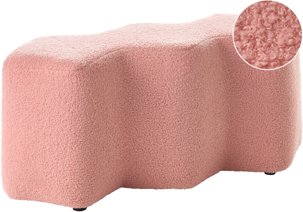 LITTLETON - Gestoffeerd bankje - Roze - Bouclé