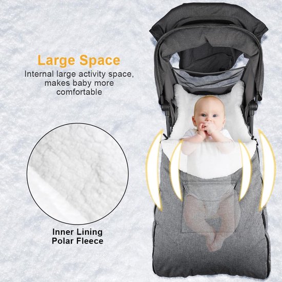 Voetenzak Kinderwagen - Baby Slaapzak - Warmte Buiten - Universele Compatibiliteit - 32 x 23 cm - Grijs — afbeelding 3