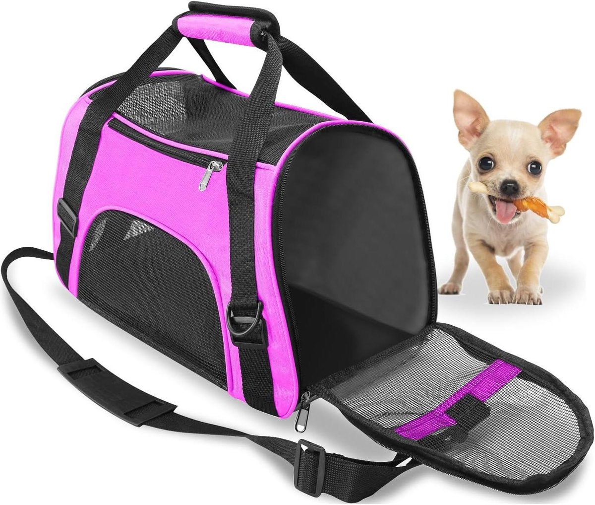 Draagtas Huisdieren - Reistas Kat - Veilig Transport - Luchtvaart Goedgekeurd - 47x27x28 CM - Paars