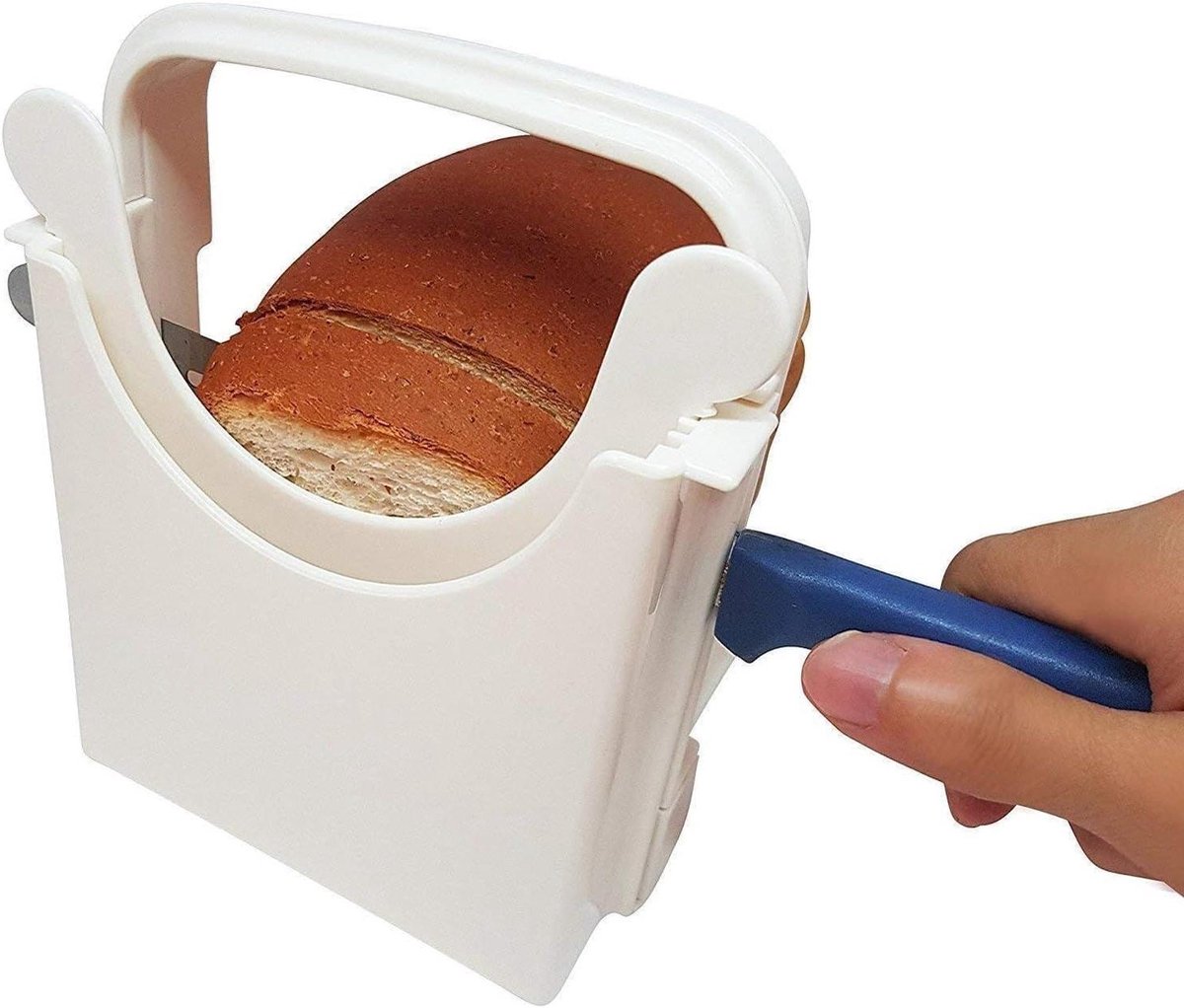Broodschaaf Hulpstuk - Broodsnijder Instelbaar - Gelijkmatig Brood Snijden - Opvouwbaar en Antislip - 5 Diktes Instelbaar - Grijs