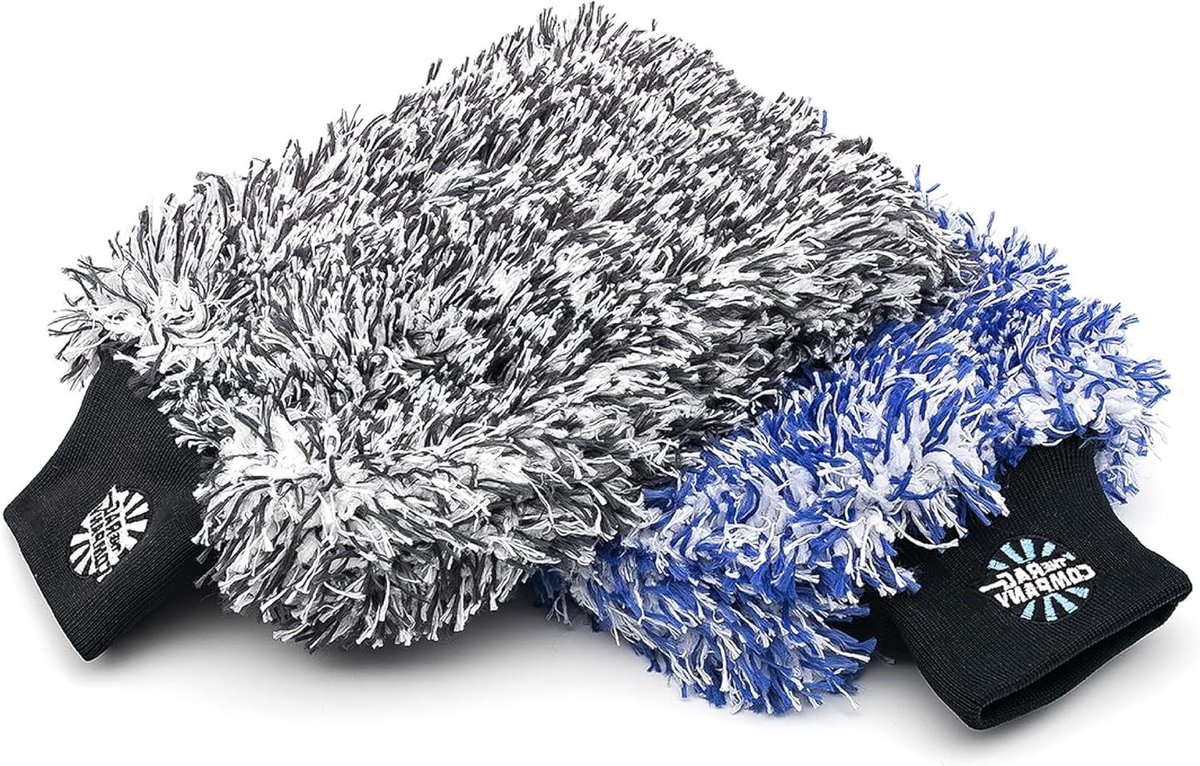 Washandschoenen - Microvezel Mitts - Auto Wassen - Dubbelzijdig Ontwerp - 2 Pack - Blauw Zwart