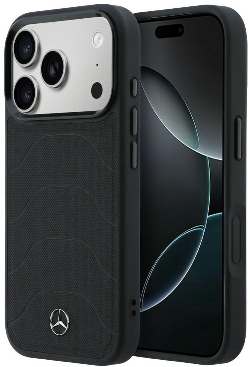 Mercedes Leather Mesh with Bow Line MagSafe Hoesje voor iPhone 17 Pro Max Zwart