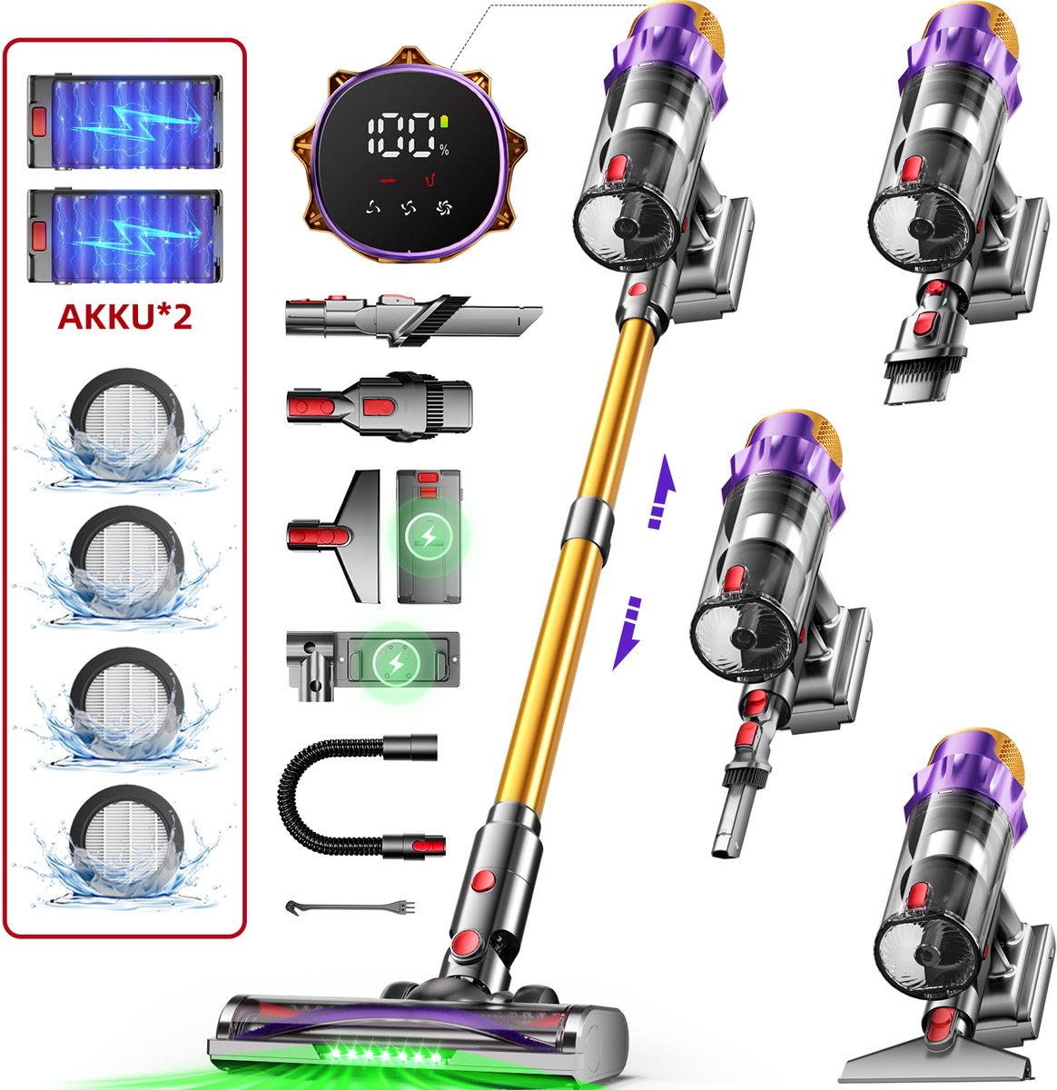 Hiaonyx Steelstofzuiger - Steelstofzuiger Draadloos -75000pa - Hiaonyx - €149,99