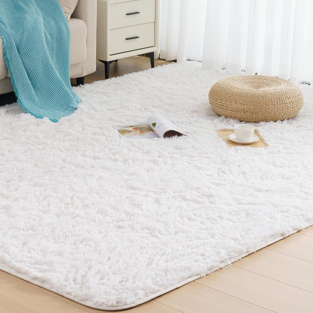 Zachte en Pluche Vloerkleed voor de Woonkamer en Slaapkamer, Wasbaar Shaggy Tapijt, 200 x 