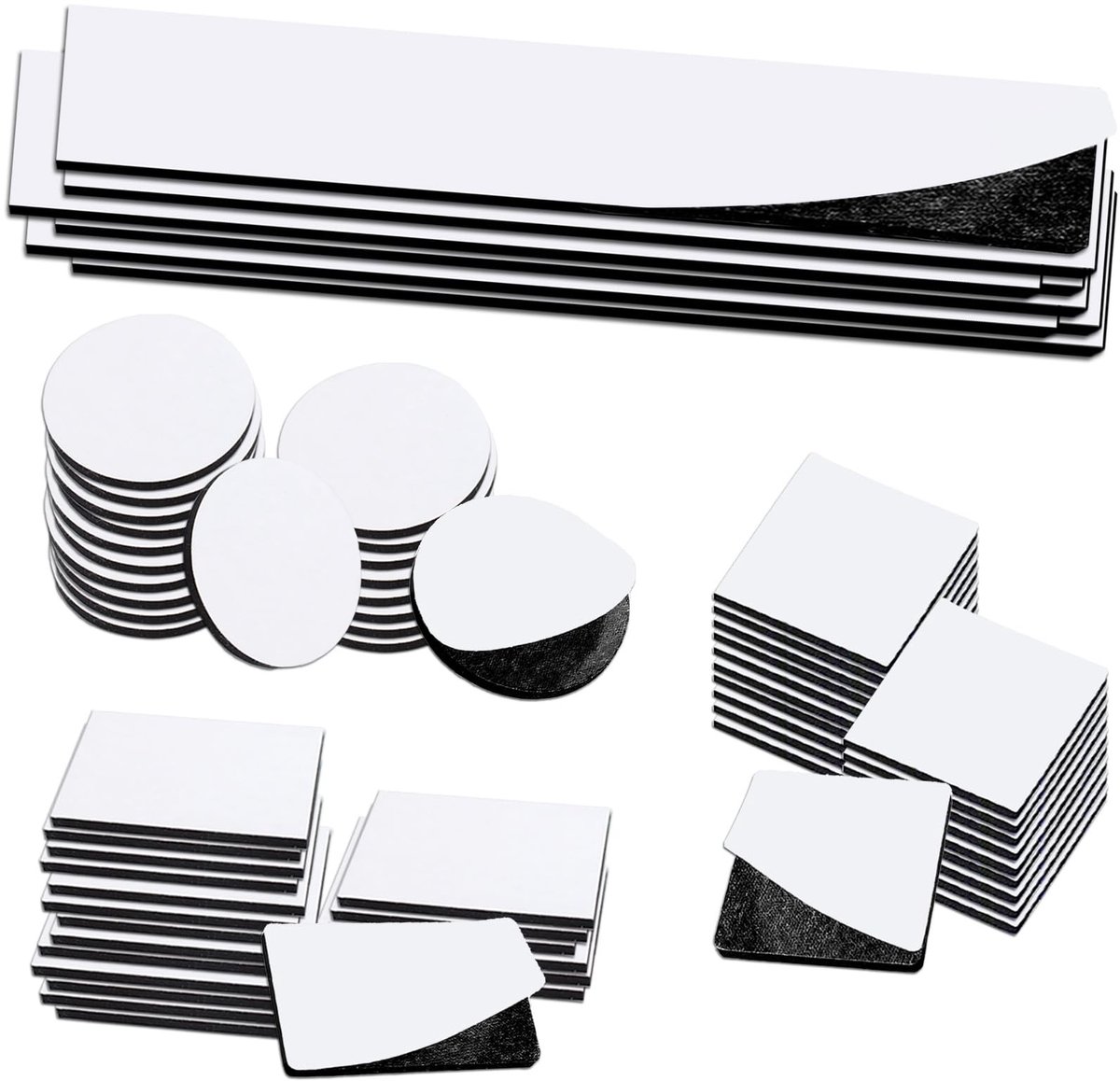 Dailygoods - 68 stuks dubbelzijdige kleefpads, extra sterk, multifunctioneel plakband, dubbelzijdig, extra sterk, vierkant, rond, rechthoekige pads, voor thuis, tapijt, auto en kantoor