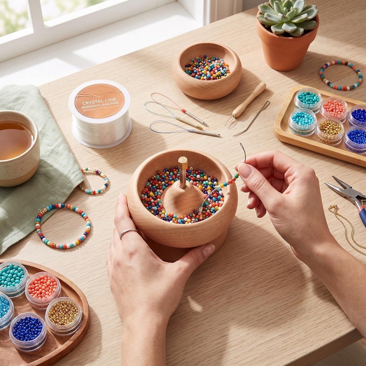 Bead Spinner Kom voor Sieraden Maken - DIY Beading Draai Kom voor Creatieve Ambachten en Kralenwerk