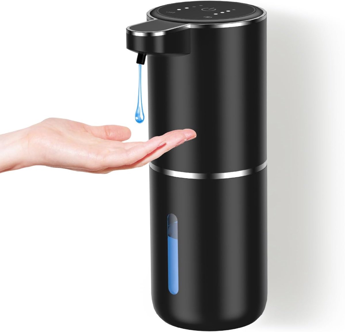 Thijox - Automatische Zeepdispenser - USB C Oplaadbaar - Wandbevestiging 380 ml - Elektrische Zeepmet Sensor - 4 Verstelbare Standen - Zwart - Voor Ke