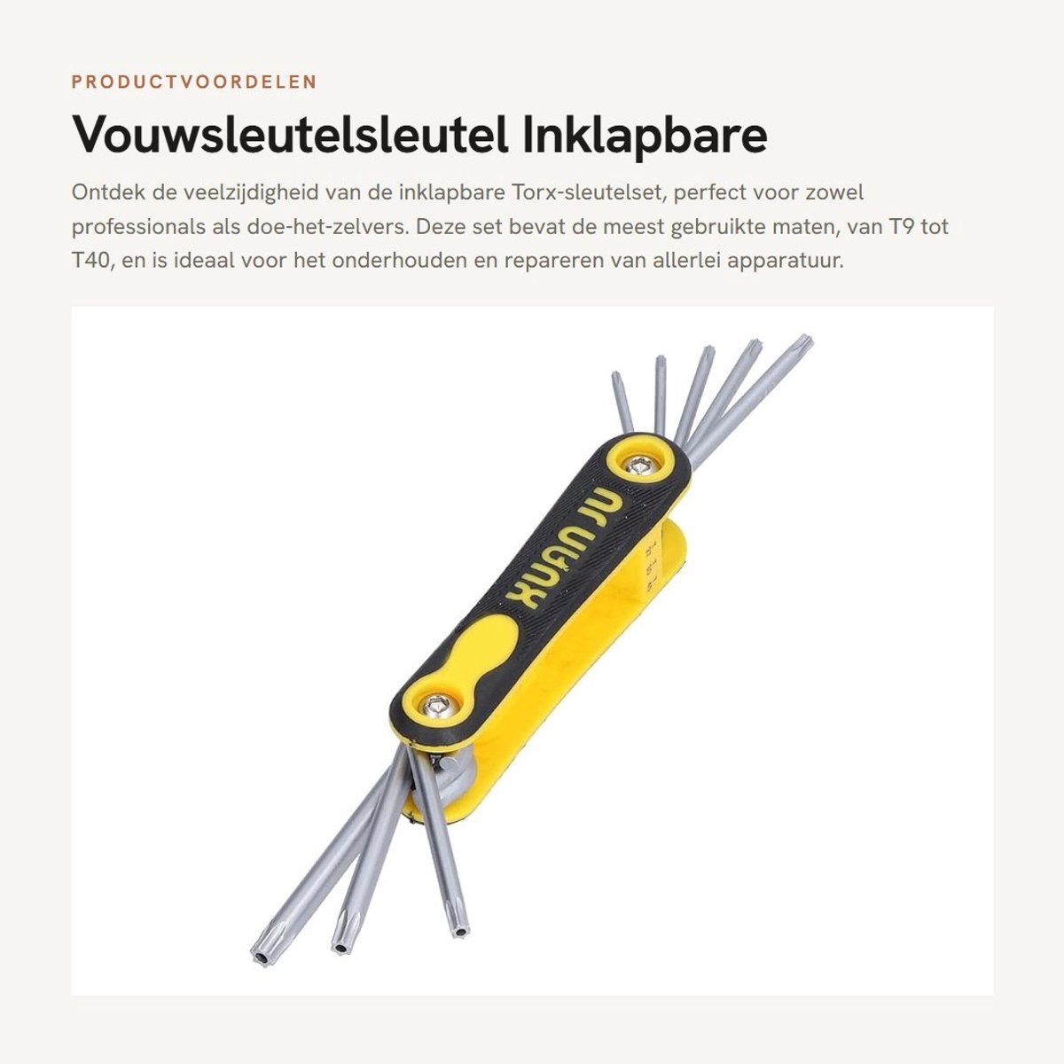 Dailygoods- Vouwsleutelsleutel Inklapbaar - Torx-sleutelset T9/T10/T15/T20/T25/T27/T30/T40 - Draagbare Combinatiesleutelset - Reparatiegereedschap - Hoogwaardige Kwaliteit - Multitool