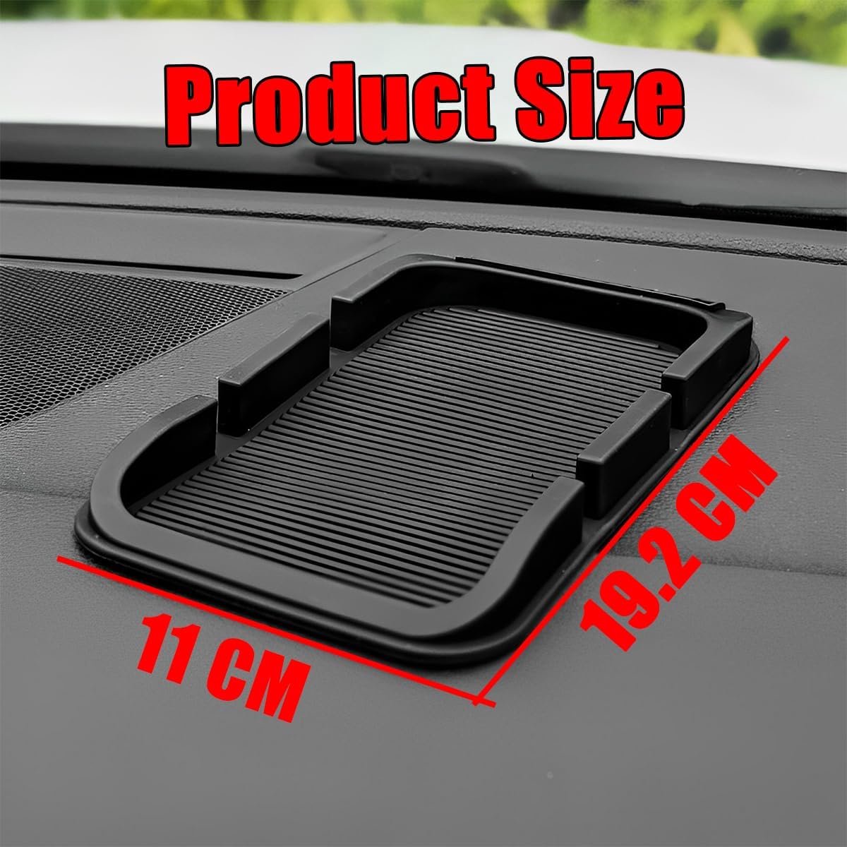 Thijox - 3-in-1 Antislipmat voor Dashboard - Multifunctionele Antislip Siliconen Pads voor Auto, Mobiele Telefoon, Houders, Zwart, 11 cm x 19,2 cm
