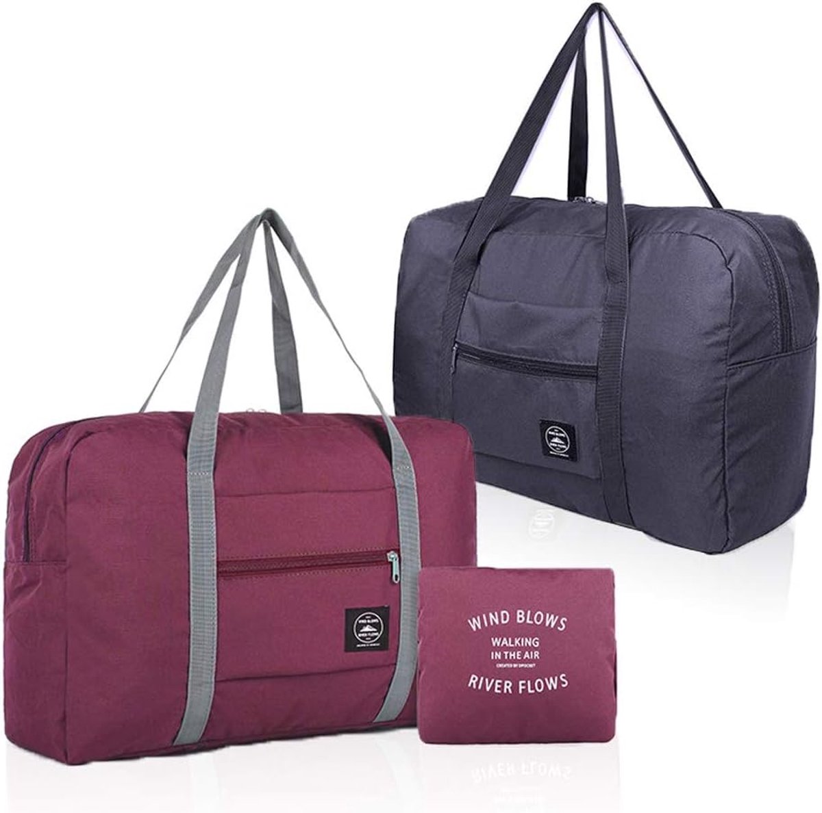 SnelShoppen - (2 verpakkingen) Opvouwbare reistas - Waterdichte handbagagetas - Lichte reistas voor sport, sportschool, vakantie, reizen, outdoor, gym
