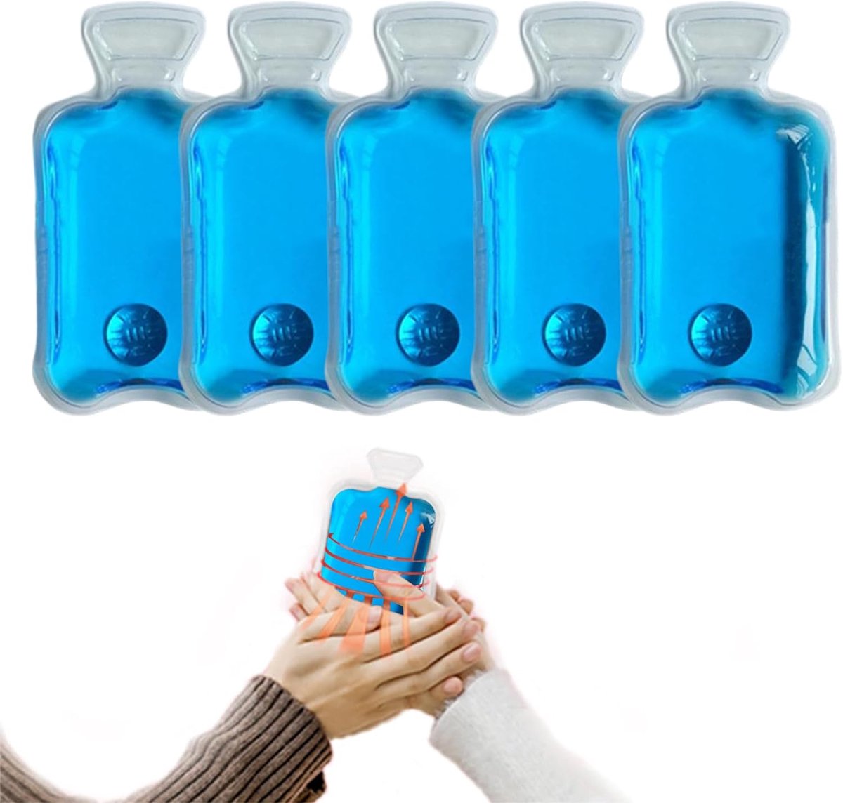 SnelShoppen - Set van 5 Mini Warmwaterkruiken, Herbruikbare Handwarmers, Pocket Warmers voor Koude Dagen en Kantoor, Ideaal voor Onderweg en Thuis