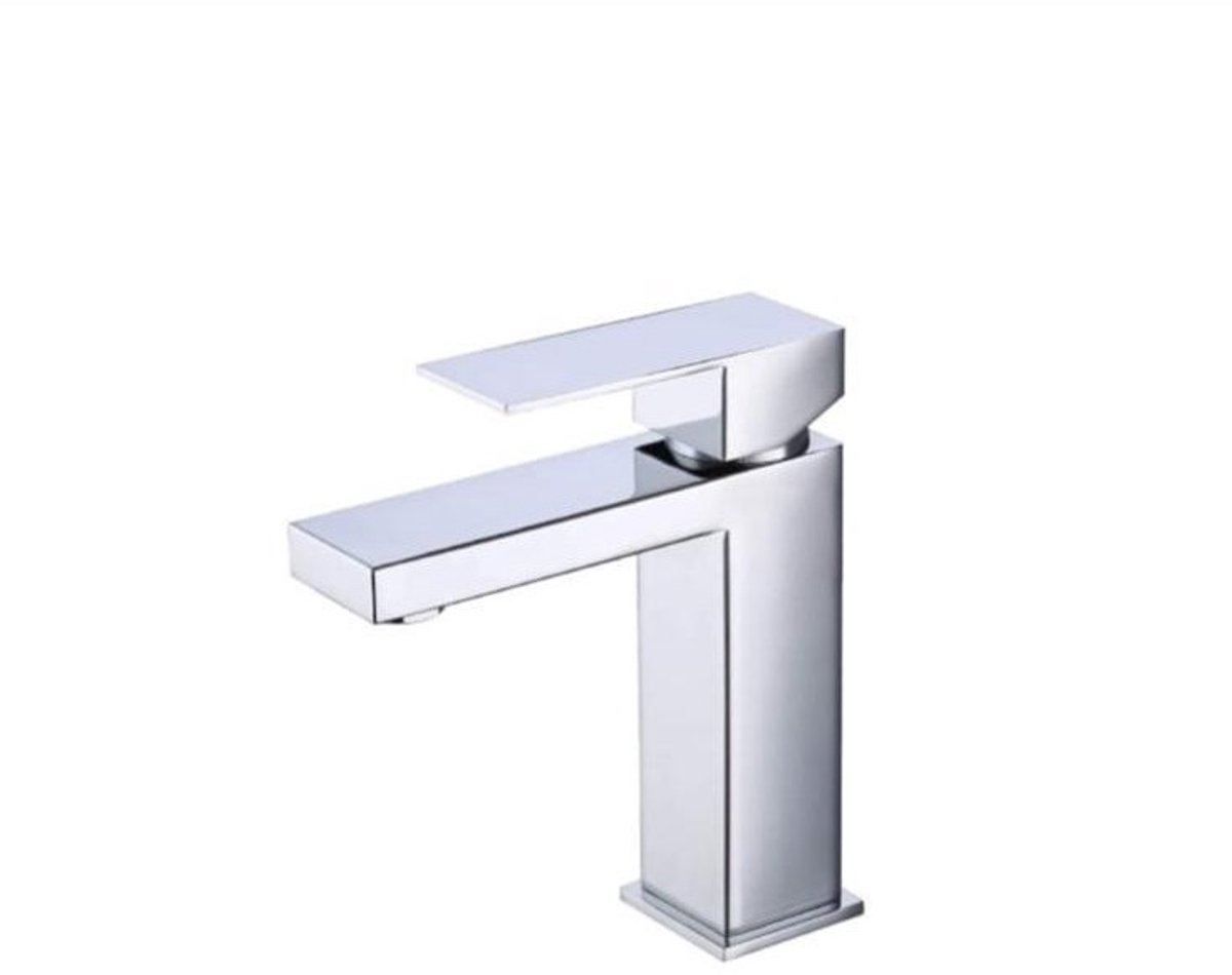 ZIMMER Wastafelkraan FINO Chroom – Square Design – Koud & Warm Water – Massief Messing – Keramisch Binnenwerk