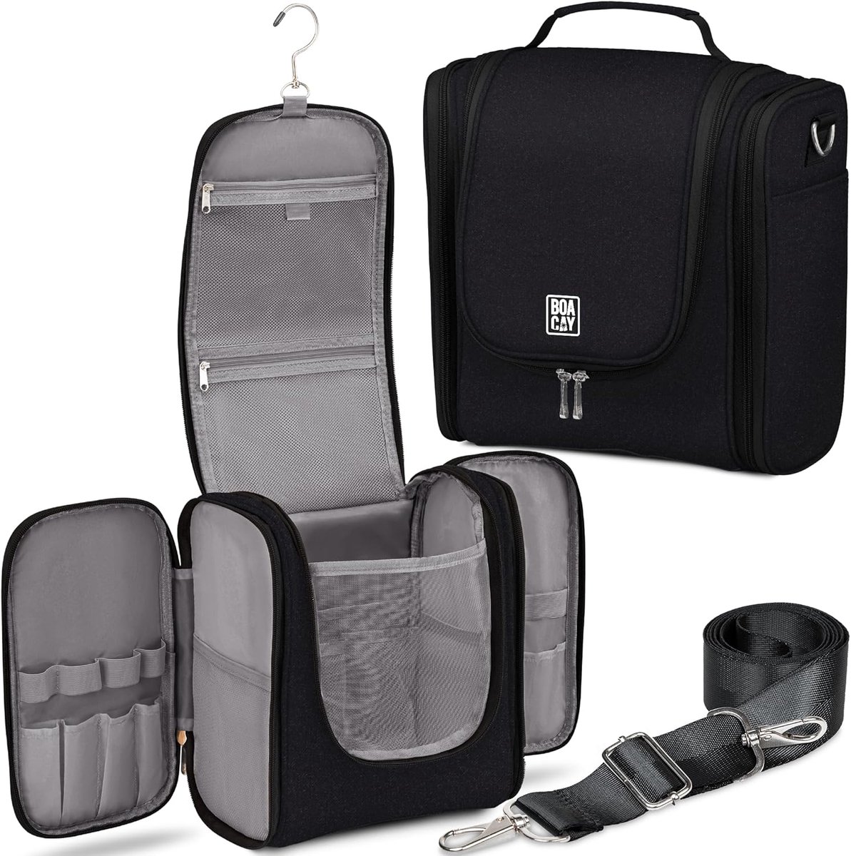 Thijox - Extra Grote Hangende Reistoilettas voor Dames en Heren, Waterdichte Make-Up Tas, Cosmetica Organizer, Camping, Reizen, Roze/Zwart