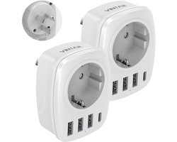 Thijox - VINTAR Reisadapter Nederland naar Australië, 5-in-1 Stekkeradapter met 3 USB Poorten en 1 USB-C Poort, Ideaal voor Australië, China, Nieuw-Ze