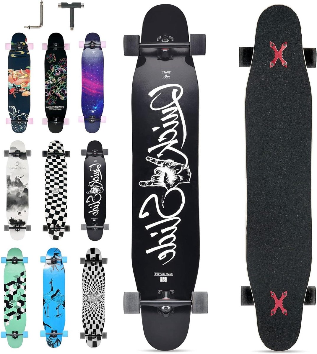 Skateboard Skate board Straat cruisen Concave dubbele kick 106 x 20 cm