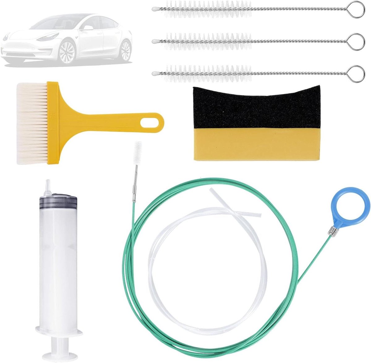 Reinigingsset Afvoer - Buizenreiniger Slang - Auto Onderhoud - Lange Flexibele Borstel - 300 cm - Meerdere Kleuren