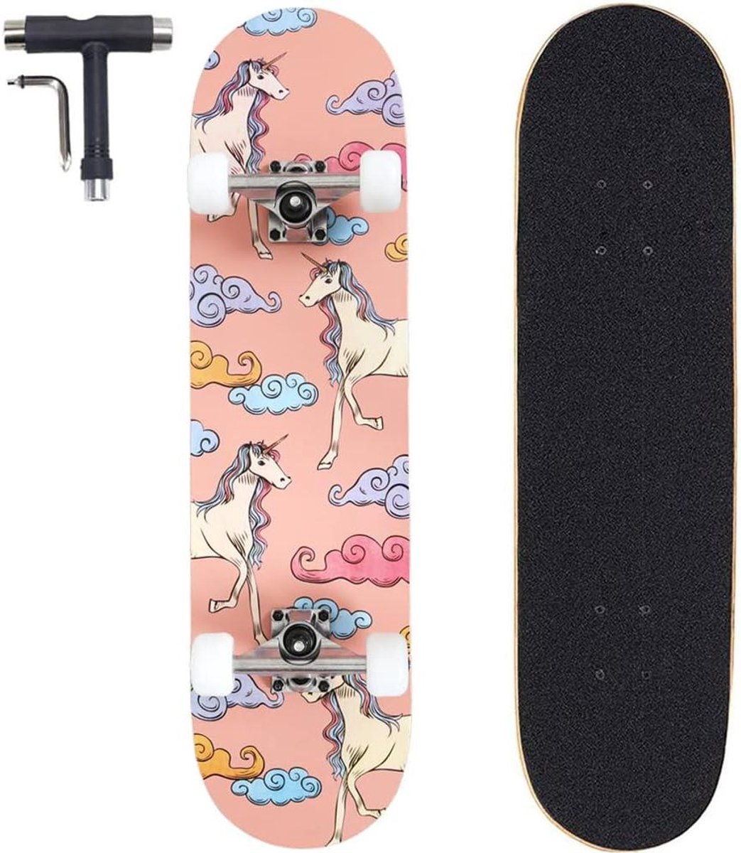 Compleet Skateboard Beginnersboard Trickboard Trucs Leren 7 Lagen Esdoornhout 31 x 8 Inch Unicorn