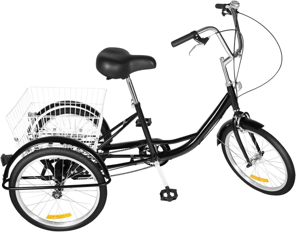 Driewieler voor volwassenen - Driewiel - Boodschappen doen - 8 versnellingen - 20 inch - Zwart
