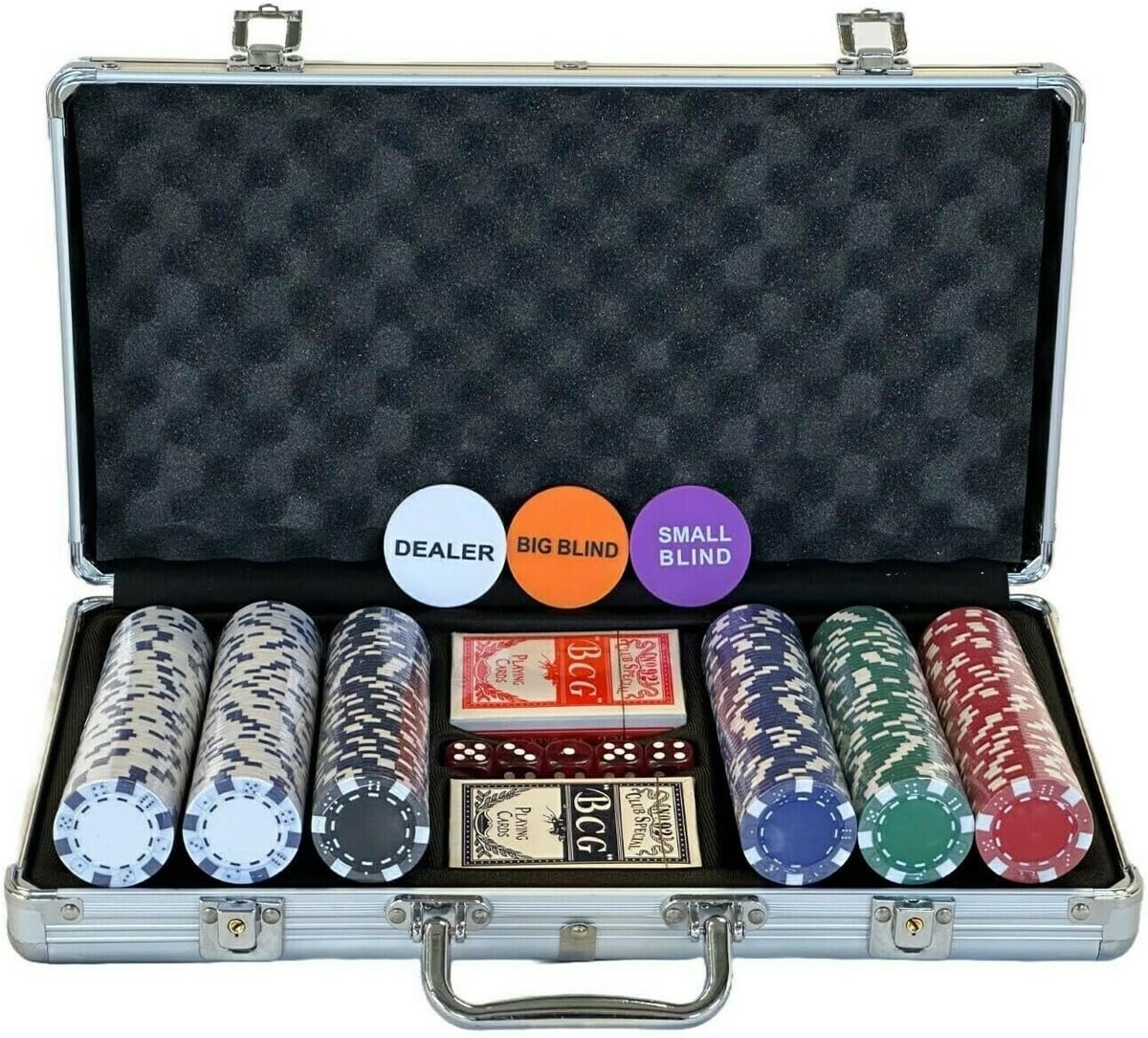 Thijox - Pokerset met 300 Pokerchips in Luxe Aluminium Koffer - Compleet voor Feesten, Avonden met Vrienden of Familie, Perfect voor Thuis of op Reis