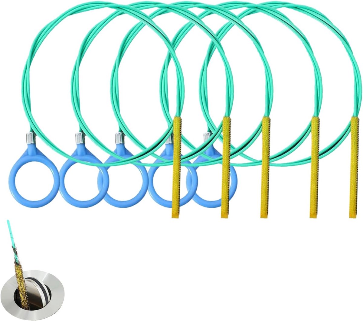 SnelShoppen - Drain Cleaner voor Afvoeren en Wasbakken, 90 cm, 5 Stuks, Ideaal voor het Reinigen van Metalen Buizen, Keuken en Badkamer