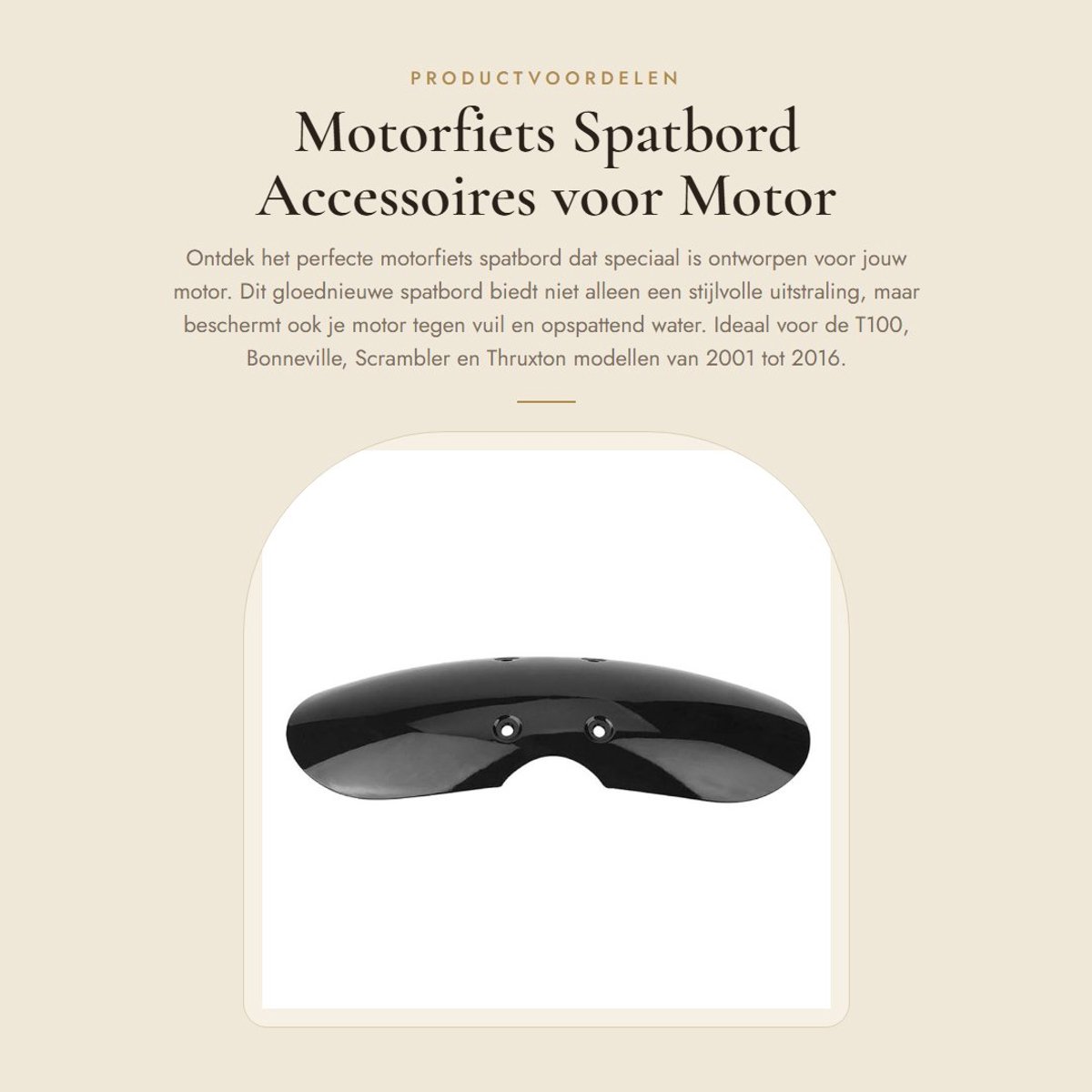 Dailygoods- Spatbord Motorspatbord - Geschikt voor Bonneville/T100/Scrambler/Thruxton 2001-2016 - Zwart - ABS - Goede bescherming - Gloednieuw